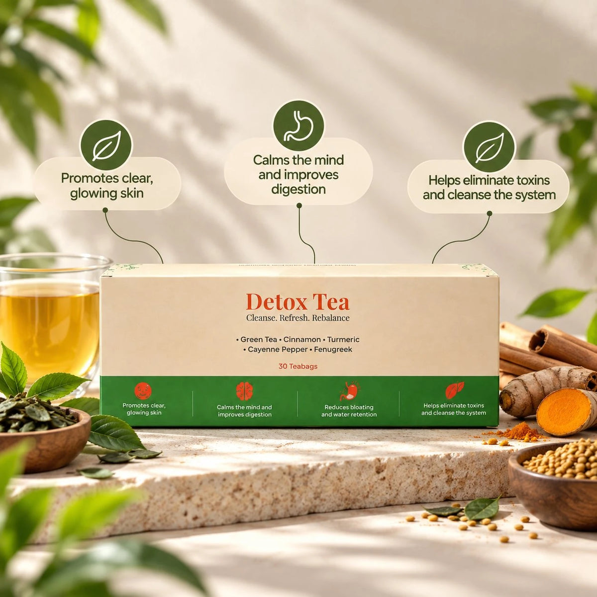Detox Tea – Green Tea with Turmeric & Cinnamon